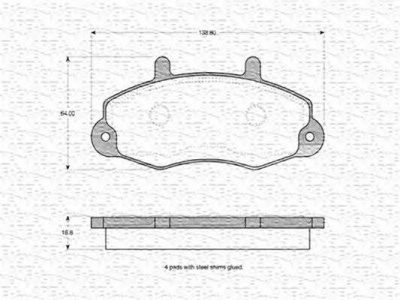 MAGNETI MARELLI 363702160553 -  Комплект тормозных колодок, дисковый тормоз